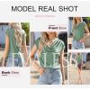 imageEVALESS Shirts for Women Fashion 2025 Cowl Neck Tops for Women Dressy Casual Short Sleeve Clothes Summer OutfitsGrass Green
