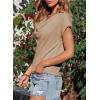 imageEVALESS Shirts for Women Fashion 2025 Cowl Neck Tops for Women Dressy Casual Short Sleeve Clothes Summer OutfitsKhaki