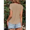imageEVALESS Shirts for Women Fashion 2025 Cowl Neck Tops for Women Dressy Casual Short Sleeve Clothes Summer OutfitsKhaki
