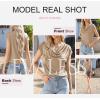 imageEVALESS Shirts for Women Fashion 2025 Cowl Neck Tops for Women Dressy Casual Short Sleeve Clothes Summer OutfitsKhaki