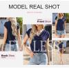 imageEVALESS Shirts for Women Fashion 2025 Cowl Neck Tops for Women Dressy Casual Short Sleeve Clothes Summer OutfitsNavy Blue