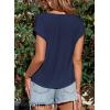 imageEVALESS Shirts for Women Fashion 2025 Cowl Neck Tops for Women Dressy Casual Short Sleeve Clothes Summer OutfitsNavy Blue
