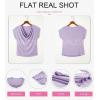 imageEVALESS Shirts for Women Fashion 2025 Cowl Neck Tops for Women Dressy Casual Short Sleeve Clothes Summer OutfitsOrchid Petal