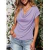imageEVALESS Shirts for Women Fashion 2025 Cowl Neck Tops for Women Dressy Casual Short Sleeve Clothes Summer OutfitsOrchid Petal