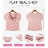 imageEVALESS Shirts for Women Fashion 2025 Cowl Neck Tops for Women Dressy Casual Short Sleeve Clothes Summer OutfitsPink