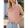 imageEVALESS Shirts for Women Fashion 2025 Cowl Neck Tops for Women Dressy Casual Short Sleeve Clothes Summer OutfitsPink