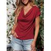 imageEVALESS Shirts for Women Fashion 2025 Cowl Neck Tops for Women Dressy Casual Short Sleeve Clothes Summer OutfitsRed