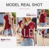 imageEVALESS Shirts for Women Fashion 2025 Cowl Neck Tops for Women Dressy Casual Short Sleeve Clothes Summer OutfitsRed
