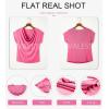 imageEVALESS Shirts for Women Fashion 2025 Cowl Neck Tops for Women Dressy Casual Short Sleeve Clothes Summer OutfitsRose Red