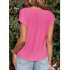 imageEVALESS Shirts for Women Fashion 2025 Cowl Neck Tops for Women Dressy Casual Short Sleeve Clothes Summer OutfitsRose Red