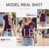 imageEVALESS Shirts for Women Fashion 2025 Cowl Neck Tops for Women Dressy Casual Short Sleeve Clothes Summer OutfitsTillandsia Purple