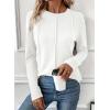 imageEVALESS Womens Dressy Casual Business Work Tops Blouses 2025 Spring Summer Fall Pleated Crewneck Knit Cute Loose Long Sleeve Shirts Clothes OutfitsWhite Large