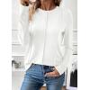 imageEVALESS Womens Dressy Casual Business Work Tops Blouses 2025 Spring Summer Fall Pleated Crewneck Knit Cute Loose Long Sleeve Shirts Clothes OutfitsWhite Large