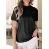 imageEVALESS Womens Fashion Tops Crewneck Sexy Patchwork Lace Short Sleeve Tee Shirts Casual Knitted BlousesC Black