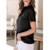 imageEVALESS Womens Fashion Tops Crewneck Sexy Patchwork Lace Short Sleeve Tee Shirts Casual Knitted BlousesC Black