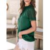 imageEVALESS Womens Fashion Tops Crewneck Sexy Patchwork Lace Short Sleeve Tee Shirts Casual Knitted BlousesC Blackish Green