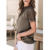imageEVALESS Womens Fashion Tops Crewneck Sexy Patchwork Lace Short Sleeve Tee Shirts Casual Knitted BlousesC Brown