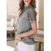 imageEVALESS Womens Fashion Tops Crewneck Sexy Patchwork Lace Short Sleeve Tee Shirts Casual Knitted BlousesC Gray