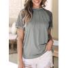 imageEVALESS Womens Fashion Tops Crewneck Sexy Patchwork Lace Short Sleeve Tee Shirts Casual Knitted BlousesC Gray