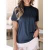 imageEVALESS Womens Fashion Tops Crewneck Sexy Patchwork Lace Short Sleeve Tee Shirts Casual Knitted BlousesC Navy Blue