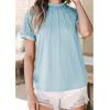 imageEVALESS Womens Fashion Tops Crewneck Sexy Patchwork Lace Short Sleeve Tee Shirts Casual Knitted BlousesC Sky Blue
