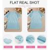 imageEVALESS Womens Fashion Tops Crewneck Sexy Patchwork Lace Short Sleeve Tee Shirts Casual Knitted BlousesC Sky Blue