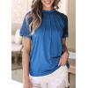 imageEVALESS Womens Fashion Tops Crewneck Sexy Patchwork Lace Short Sleeve Tee Shirts Casual Knitted BlousesE Blue
