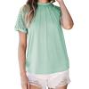 imageEVALESS Womens Fashion Tops Crewneck Sexy Patchwork Lace Short Sleeve Tee Shirts Casual Knitted BlousesE Green