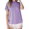 imageEVALESS Womens Fashion Tops Crewneck Sexy Patchwork Lace Short Sleeve Tee Shirts Casual Knitted BlousesE Purple