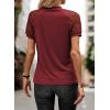 imageEVALESS Womens Fashion Tops Crewneck Sexy Patchwork Lace Short Sleeve Tee Shirts Casual Knitted BlousesE Red