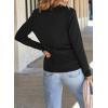 imageEVALESS Womens Long Sleeve Shirts Tops Trendy Dressy Casual Pleated Crewneck Knit Solid Loose Blouses OutfitsBlack