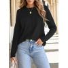 imageEVALESS Womens Long Sleeve Shirts Tops Trendy Dressy Casual Pleated Crewneck Knit Solid Loose Blouses OutfitsBlack