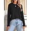 imageEVALESS Womens Long Sleeve Shirts Tops Trendy Dressy Casual Pleated Crewneck Knit Solid Loose Blouses OutfitsBlack