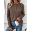 imageEVALESS Womens Long Sleeve Shirts Tops Trendy Dressy Casual Pleated Crewneck Knit Solid Loose Blouses OutfitsCoffee