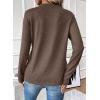 imageEVALESS Womens Long Sleeve Shirts Tops Trendy Dressy Casual Pleated Crewneck Knit Solid Loose Blouses OutfitsCoffee