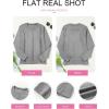imageEVALESS Womens Long Sleeve Shirts Tops Trendy Dressy Casual Pleated Crewneck Knit Solid Loose Blouses OutfitsLight Grey