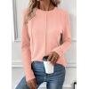 imageEVALESS Womens Long Sleeve Shirts Tops Trendy Dressy Casual Pleated Crewneck Knit Solid Loose Blouses OutfitsLight Pink