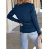 imageEVALESS Womens Long Sleeve Shirts Tops Trendy Dressy Casual Pleated Crewneck Knit Solid Loose Blouses OutfitsNavy Blue