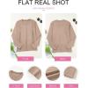 imageEVALESS Womens Long Sleeve Shirts Tops Trendy Dressy Casual Pleated Crewneck Knit Solid Loose Blouses OutfitsParchment