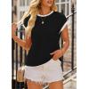imageEVALESS Womens Short Sleeve T Shirts Crewneck Color Block Ribbed Knit Tee Blouses 2025 Trendy Summer TopsBlack