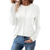 imageEVALESS Womens Dressy Casual Business Work Tops Blouses 2025 Spring Summer Fall Pleated Crewneck Knit Cute Loose Long Sleeve Shirts Clothes OutfitsWhite Large