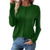 imageEVALESS Womens Long Sleeve Shirts Tops Trendy Dressy Casual Pleated Crewneck Knit Solid Loose Blouses OutfitsBlackish Green