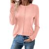 imageEVALESS Womens Long Sleeve Shirts Tops Trendy Dressy Casual Pleated Crewneck Knit Solid Loose Blouses OutfitsLight Pink