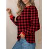 imageEVALESS Womens Crewneck Long Sleeve Tops Casual Polka Dots Tops Spring Summer 2025 Tshirts ShirtsD Plaid Red