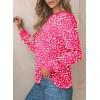 imageEVALESS Womens Crewneck Long Sleeve Tops Casual Polka Dots Tops Spring Summer 2025 Tshirts ShirtsD Strawberry Pink