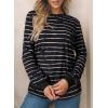 imageEVALESS Womens Crewneck Long Sleeve Tops Casual Polka Dots Tops Spring Summer 2025 Tshirts ShirtsE Black Striped