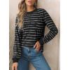 imageEVALESS Womens Crewneck Long Sleeve Tops Casual Polka Dots Tops Spring Summer 2025 Tshirts ShirtsE Black Striped