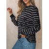 imageEVALESS Womens Crewneck Long Sleeve Tops Casual Polka Dots Tops Spring Summer 2025 Tshirts ShirtsE Black Striped