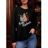imageEVALESS Womens Crewneck Long Sleeve Tops Casual Polka Dots Tops Spring Summer 2025 Tshirts ShirtsI Christmas Black