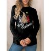 imageEVALESS Womens Crewneck Long Sleeve Tops Casual Polka Dots Tops Spring Summer 2025 Tshirts ShirtsI Christmas Black